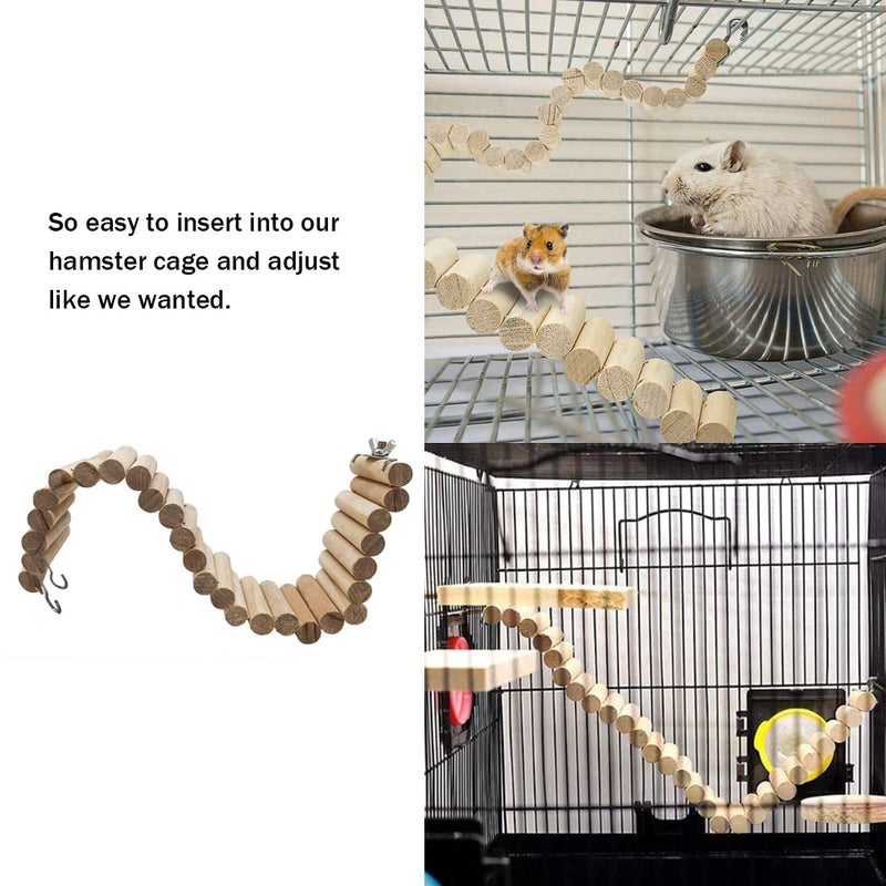 Hamiledyi Hamster Wooden Bridge - Bendy Climbing Ladder, Long Suspension Bridge, Chew Toys for Rat, Mice, Gerbil, Chipmunk, Sugar Glider - Image 2
